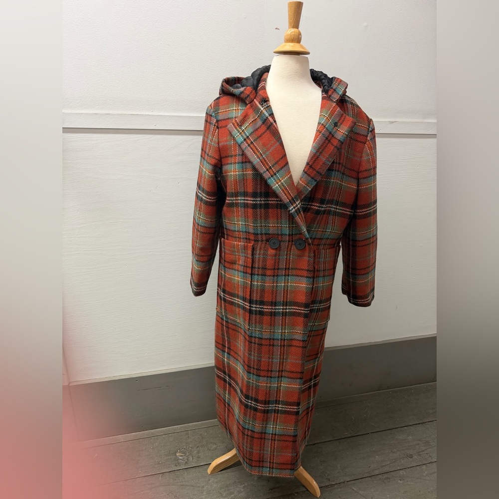 Allsaints Ebony Plaid Hooded Oversized
Long Coat - Picture 2 of 7